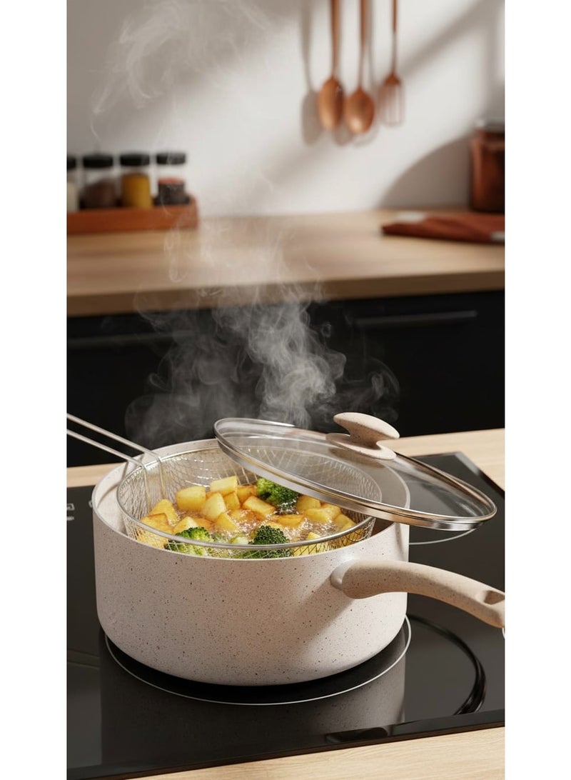 Multi-Purpose Cooking Pot Frying Pan with Strainer and Lid 24 cm - Image 2